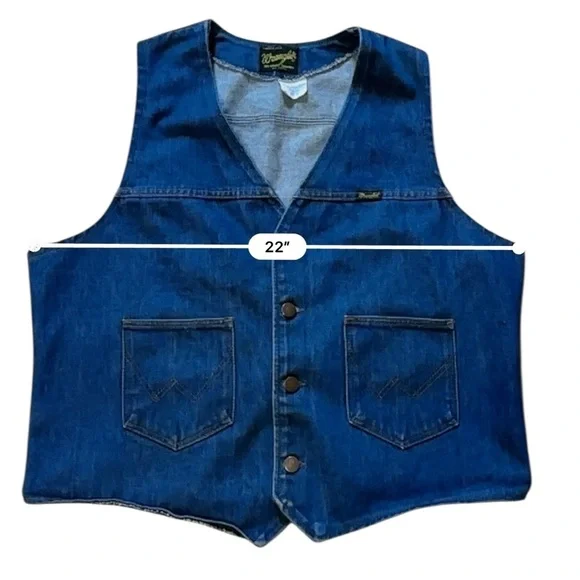 VTG Wrangler Denim Vest No Fault 70s 80s Made In USA Cowboy Western Sz XL - Picture 11 of 12